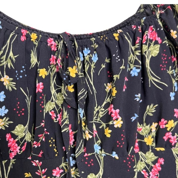 Miami Womens Akiko Floral Off-the-Shoulder Puff Sleeve Mini Dress Black Small - Picture 5 of 8